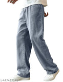 Mens grey wash denim regular baggy jeans, solid pattern, size 28(29in/40in/35in), made in India