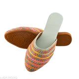 Synthetic leather, stylish mojari sleeper for women, solid pattern, slip-on design