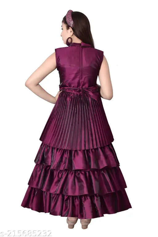 Silk sleeveless gown girls dress, single size 3-4 years, pure silk from India