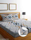 White cotton, superfine abstract patterned Afelix double size bedsheet & 2 pillow covers, fits up to 6 inches mattress, ideal for adults in summer