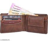 Brown Faux Leather Men's Wallet, Regular Size (5 Card Slots), Solid Design