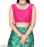 Soft Silk lehenga choli collection, Banarasi Jacquard Semi-Stitched Lehenga, Heavy Brocade Blouse, Chanderi Silk Dupatta, traditional wear for girls aged 8-16 years