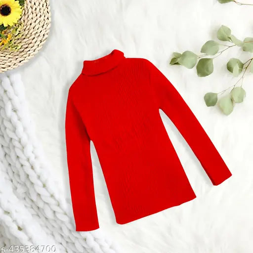 Wool high neck sweater for kids, solid design in various winter sizes from APARAJ (0-6M to 4-5Y), India-made baby boys and girls innerwear