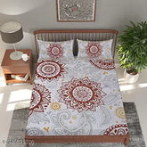 Multicolor Utkarsh Mandala cotton flat sheets set, featuring ethnic motifs, ideal for summer adult use, size 90" x 108", originating from India (200 thread count, 2 pillow covers, double queen net quantity 1)