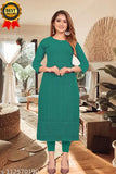 Indian Chikan Kari Georgette Kurti, solid color, three-quarter sleeves. Machine or hand washable for festive events and ceremonies." (107 characters)