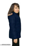 Navy blue nylon long sleeve girls jacket, popular winter wear for kids aged 18-5 years, made in India