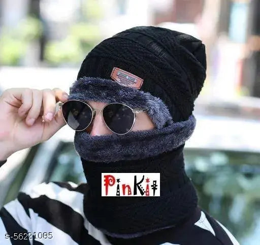 Black acrylic net cap set, trendy solid black hats from India