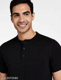 Calm Down Mandarin Neck cotton blend men's t-shirt, printed design, short sleeves, regular fit, laid-back style