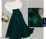 Solid crepe, professional crop top & bottom, trendy, size L (waist 32in, length 39in), Indian made