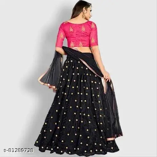 Taffeta silk lehega choli with net dupatta, modern Bollywood-inspired design for special occasions