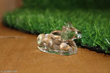 Natural quartz crystal Sphatik Nandi idol statue for pooja, home decor, office or car dashboard - small size (India)