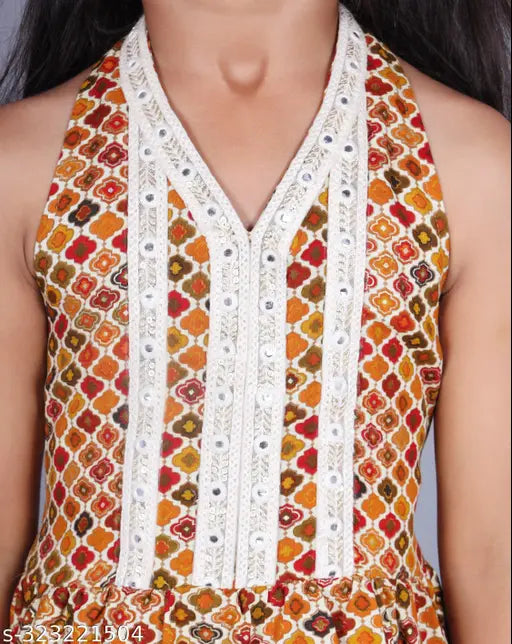 Rayon printed kurta and sharara set for girls, A-line top with short sleeves, Indian festive wear in vibrant prints