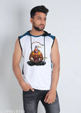 Ram Bajrangi polycotton sleeveless t-shirt, printed round neck tee, Indian clothing collection