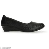 Textured synthetic ballerinas - T47-Black, stylish women's shoe for modern fashion