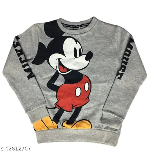 Cotton Mickey Mouse winter sweatshirt for kids, high-quality cartoon print, long sleeves