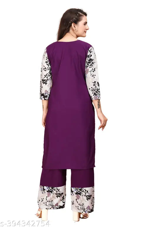 Graceful Indian women's kurta plazo sets in sizes 3XL to 6XL, crepe fabric, short sleeves