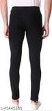Black denim men's slim fit knee-cut jeans, ideal for casual wear (size 28/30/32/34)