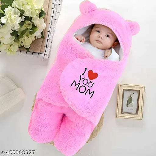 Soft microfiber newborn baby blanket, 0-6 months hooded swaddle wrapper in whimsical flannel design, made by AAKRITI BLANKETS