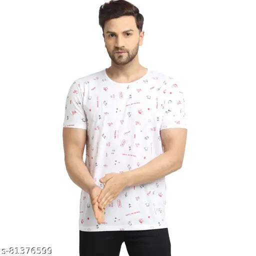 Grey cotton short sleeve men's typography round t-shirt pack 3, featuring printed graphics for a premium look. Indian origin