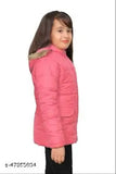 Peach nylon jacket for girls, solid design, size 5-6 years, made in India
