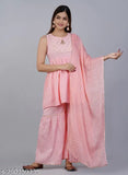 Pink embroidered dress with matching dupatta