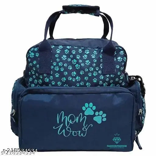 Blue Elephant Printed Polyester Maternity Diaper Bag with Multiple Pockets, Spacious Design, and Detachable Changing Pad - Perfect for Organizing Baby Essentials on the Go