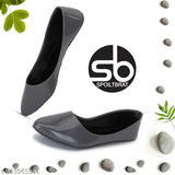 Grey patent leather ballerinas - lightweight, comfortable for women & girls, perfect fit all day
