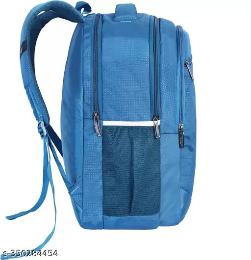 Black polyester unisex laptop backpack with rain cover, perfect for school or travel with multiple pockets and a separate compartment for laptops up to 15.6 inches. Comfy and sturdy design with ventilated padding and adjustable shoulder straps. Functional and safe features include luggage strap and hidden anti-theft pocket. Made in India