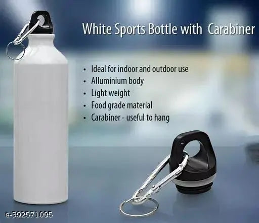 Personalized white aluminum sipper bottle, custom photo and text design, ideal for birthdays, anniversaries, or festivals. Leak-proof, BIS/ISI certified, includes free keychain