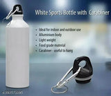 Personalized white aluminum sipper bottle, custom photo and text design, ideal for birthdays, anniversaries, or festivals. Leak-proof, BIS/ISI certified, includes free keychain