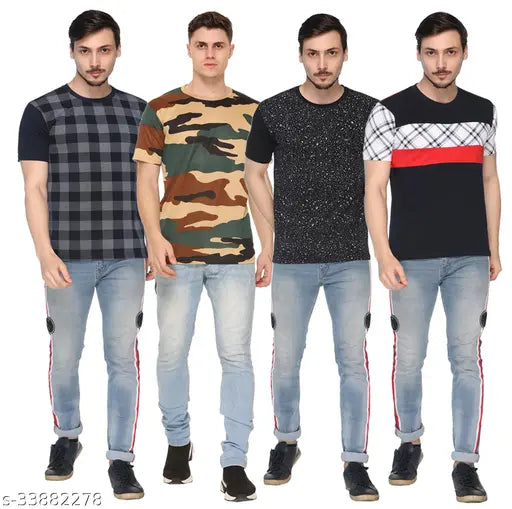 Pretty fashionable cotton blend men's t-shirts, printed pattern, short sleeves - Oasis Garments, India