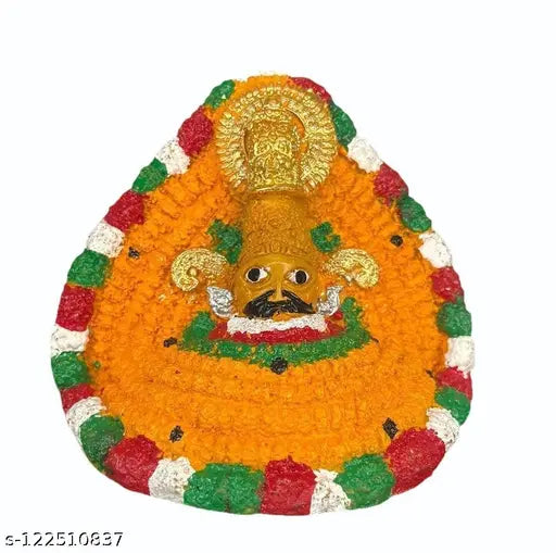 Handcrafted poly resin statue of Lord Baba Khatu Shyam, perfect for home office or car dashboard puja/pooja