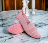 Pink Canvas Ballerinas - Comfortable & Embellished Flat Shoes for Women, India Origin