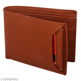 Fancy brown two-fold leather/leatherette men's wallet, solid design, ample space for cards and cash. Handcrafted, perfect for daily use in all trousers