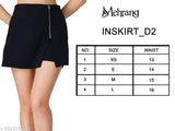Polycotton flared skater mini skirt with shorts, comfortable for women and girls, solid color design, fit and flare style, belted, zip-up detail, India origin
