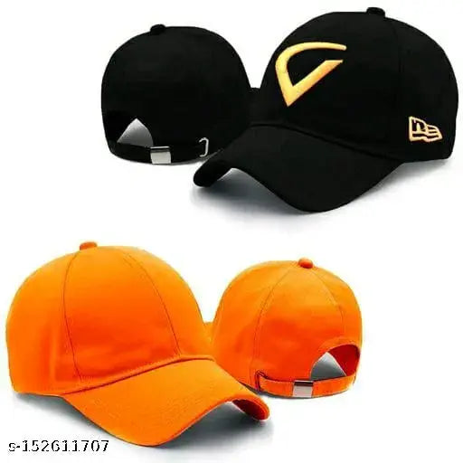 Trending modern cotton caps, one Virat and one plain, for men, women, girls, boys - stylish baseball hats in solid design, India origin