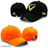 Trending modern cotton caps, one Virat and one plain, for men, women, girls, boys - stylish baseball hats in solid design, India origin