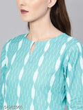 Rayon printed net kurti with palazzo pants, three-quarter sleeves, L size, India origin