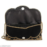Black velvet embroidered clutch, Indian-made premium handbag for casual or occasion use, holds phone and accessories