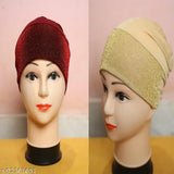 Textured cotton canvas Hijab Cap/Muslim Head Wrap, pack of 2 shimmer caps - India