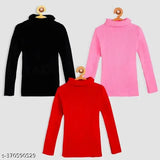 Woolen high neck innerwear sweater pullovers (pack of 3) - soft, skin-friendly kids' thermal vests for winters in solid patterns
