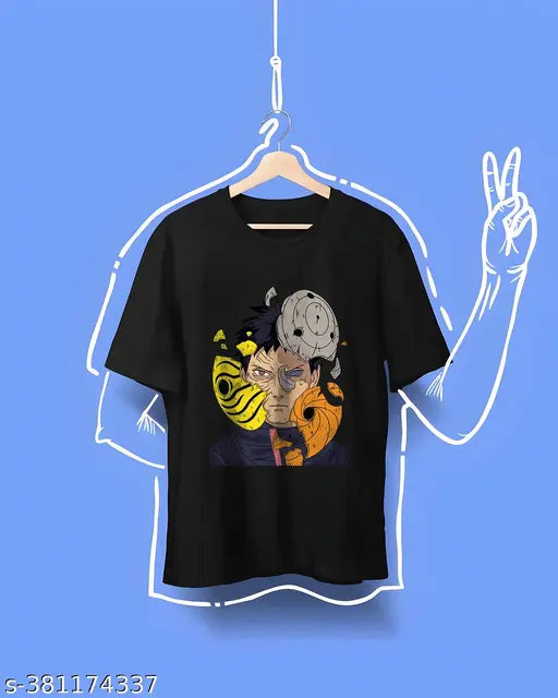 On-trend obito printed polyester tshirt, mesmerizing anime character design