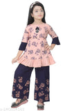 Rayon floral print A-line top & pyjamas set for girls age 1-9 years, high-quality Indian-made fashion wear