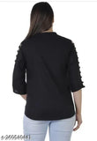 Rayon Cinderella strip top, solid net three-quarter sleeve fashion top for women, India made