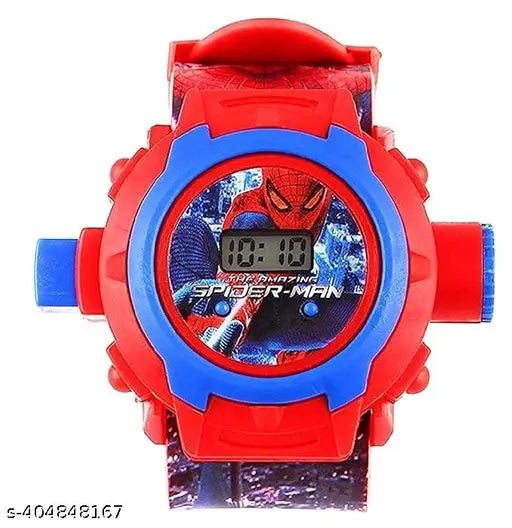 Multicolor Kids Edition Spiderman/Babie Marvel Avengers Digital Watch with 24 Image Projection, red dial on rubber strap for unisex kids playtime