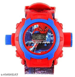 Multicolor Kids Edition Spiderman/Babie Marvel Avengers Digital Watch with 24 Image Projection, red dial on rubber strap for unisex kids playtime