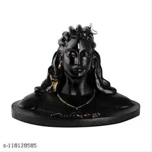 Marble Adiyogi statue for car dashboard, religious idol with durable colors, suitable for home décor (12cm)