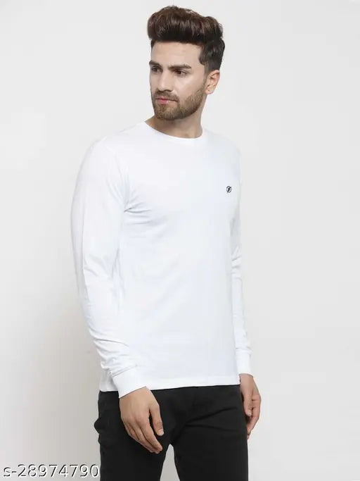 Men's long-sleeve cotton t-shirt, solid design, perfect for summer in various sizes: S-XXL (made in India)
