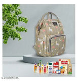 Diaper bag Maternity Travel Backpack, polyester net with 3-layered protection, waterproof & BPA free. Features 13 pockets, insulated milk bottle holders, dry & wet sections, anti-theft pocket, key chain clip, D-rings, adjustable straps, and care instructions include hand wiping with a damp cloth and mild cleanser. Indian origin