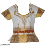 Cotton Silk kids' trendy Pattu Lehenga Choli with waist belt, solid design, Indian traditional wear for festivals and parties